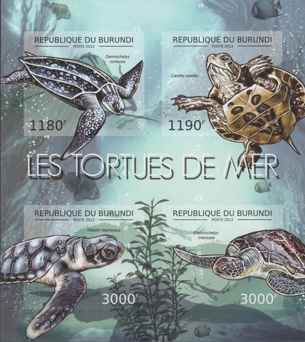 Sea Turtles Imperforated Souvenir Sheet of 4 Stamps MNH