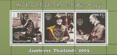 Sir Lord Baden Powell Piano Souvenir Sheet of 3 Stamps MNH