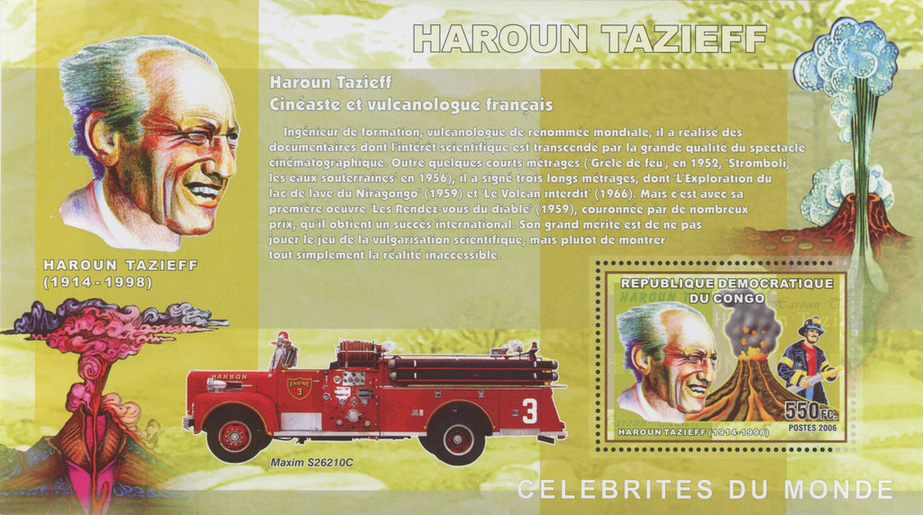 Haroun Tazieff Filmmaker Volcanologist Souvenir Sheet MNH