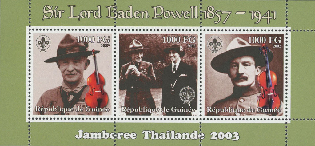 Sir Lord Baden Powell Military Souvenir Sheet of 3 Stamps MNH
