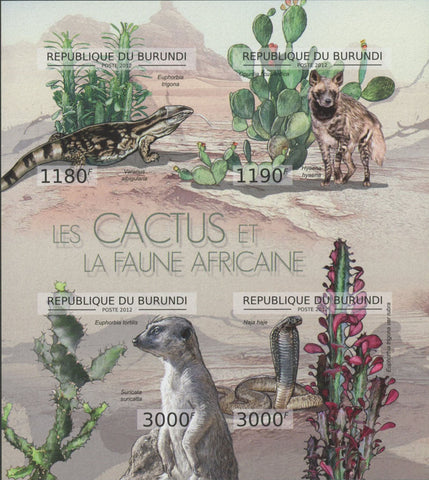 Fauna Cactus Reptiles Snake Imperforated Souvenir Sheet of 4 Stamps MNH
