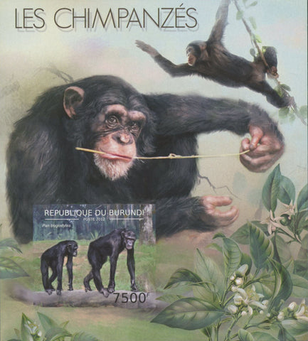 Chimpanzees Monkeys Imperforated Souvenir Sheet Mint NH